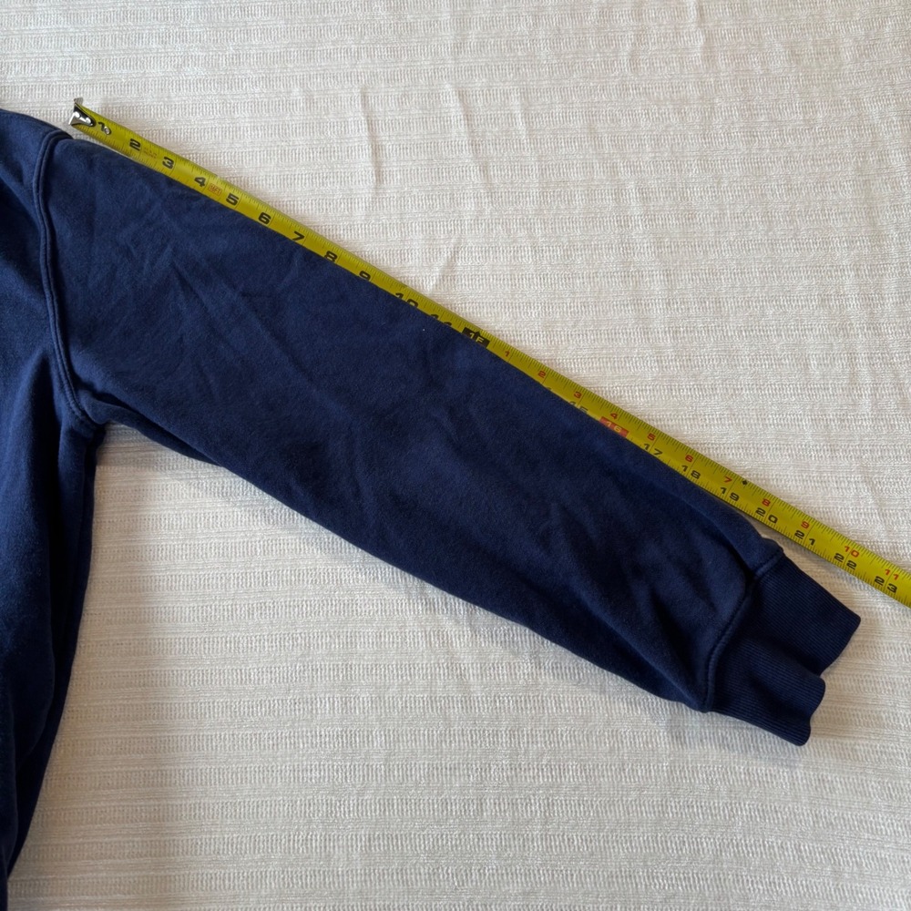 HM Divided Navy Blue Smile Embroidered Hoodie Sweatshirt Womens Medium - Picture 7 of 10